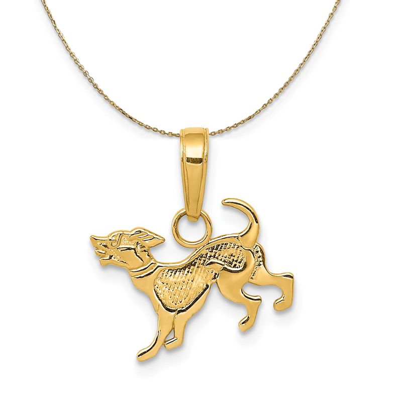 14k Yellow Gold Sm Playing Dog Necklace - 20 Inch
